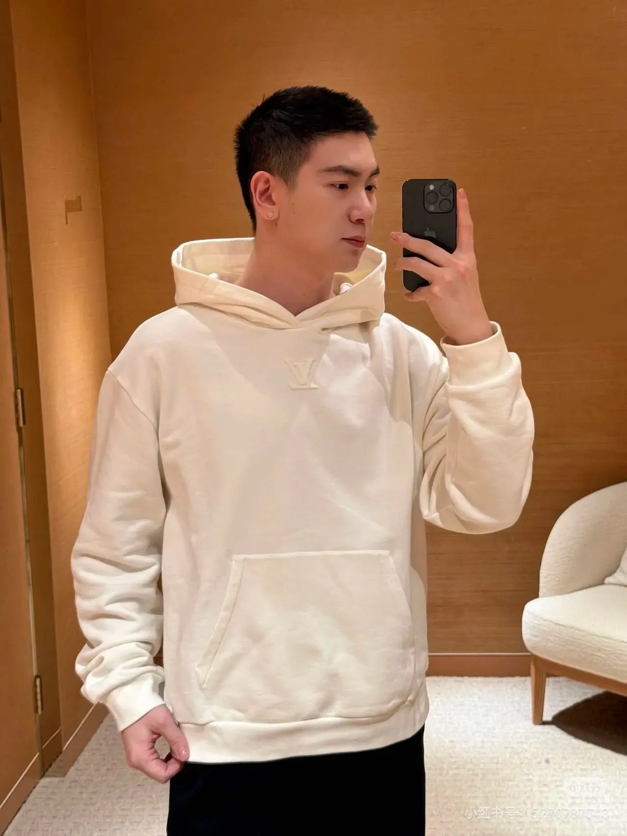 Louis Vuitton/Louis Vuitton embossed letter hooded sweatshirt